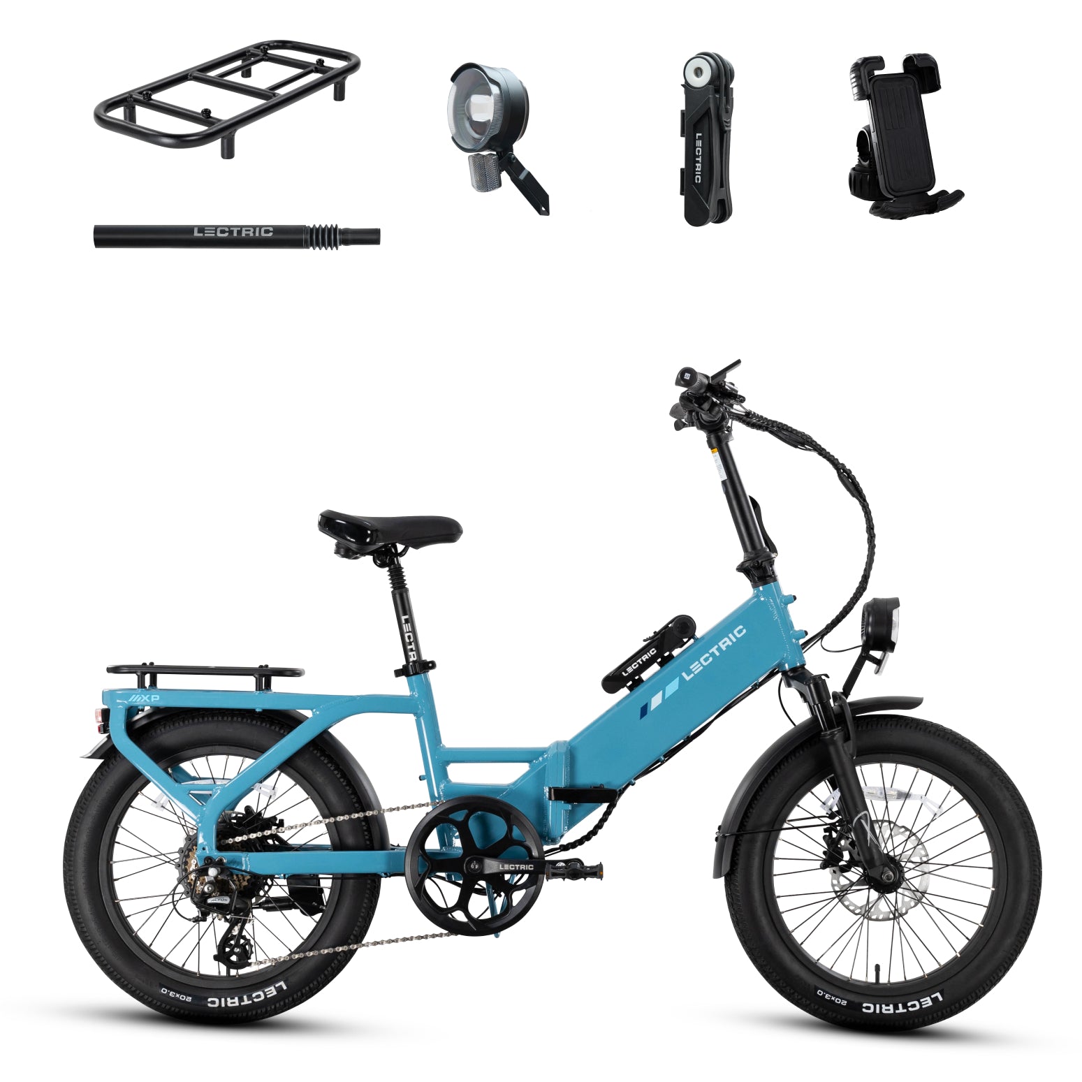 XP4 750 Step-Thru Raindrop Blue + FREE LevelUp Rack, Suspension Seat Post, Elite Headlight, Bike Lock, Phone Mount, Fast Charger ($514 Value)