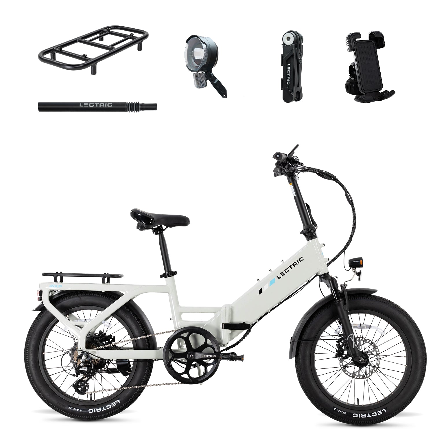 XP4 750 Step-Thru Stratus White + FREE LevelUp Rack, Suspension Seat Post, Elite Headlight, Bike Lock, Phone Mount ($365 Value)