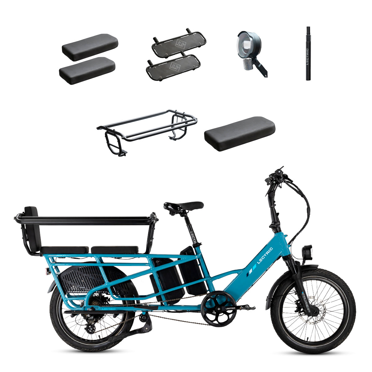 XPedition2 Raindrop Blue Dual-Battery + FREE Running Boards, Cushions, Elite Headlight, Suspension Seat Post, Orbitor, XL Cargo Panniers ($744 Value)