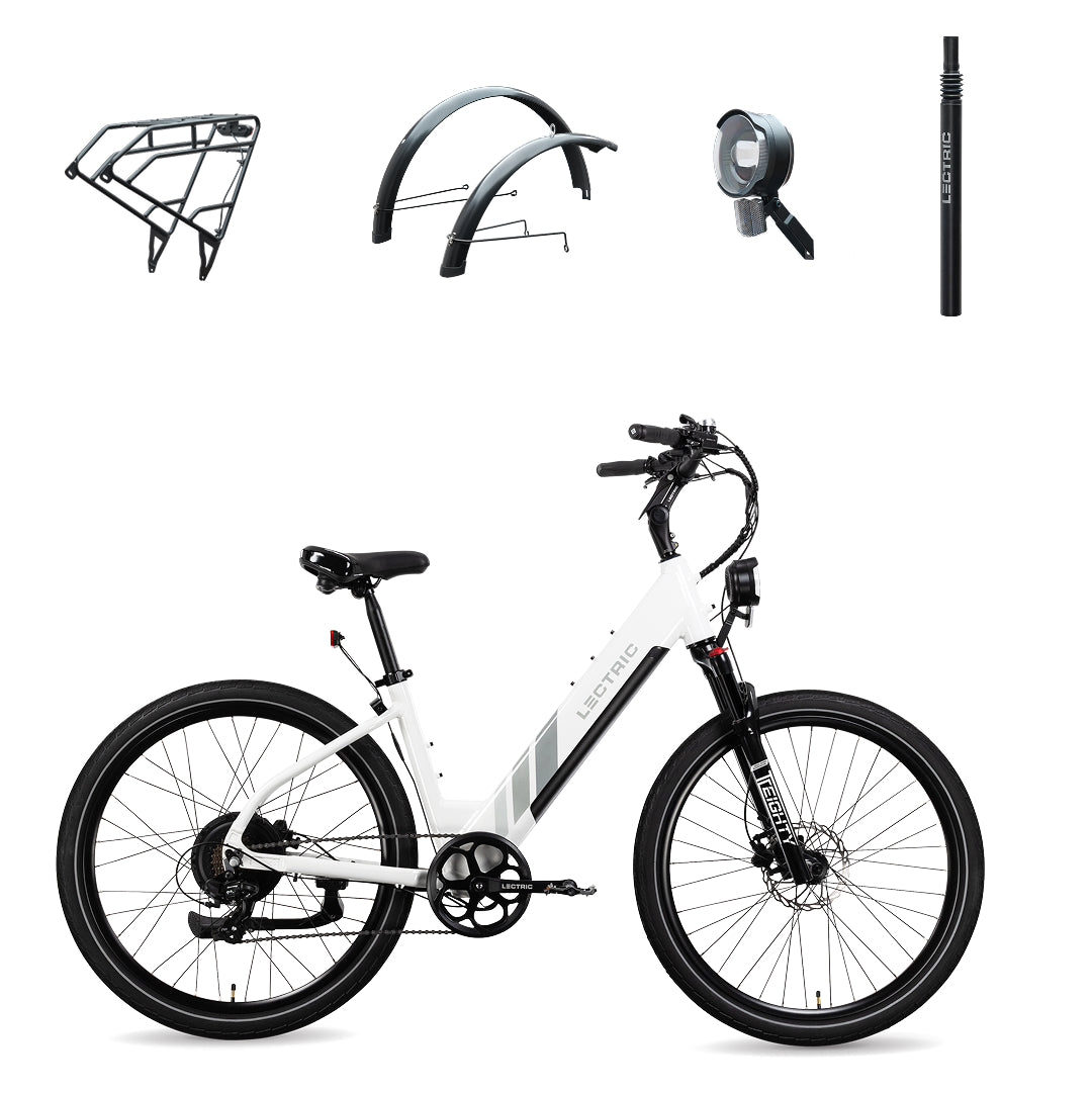 XPress 750 Step-Thru + FREE Rear Rack, Fenders, Elite Headlight Suspension Seat Post, Bike Lock, Mirrors ($439 Value)